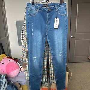 Blue Distressed Women's Jeans